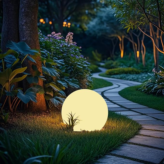 shumi Solar Ball Light Outdoor Decorative-8 inch Outdoor Waterproof Powered Ball Lights with Remote Control,16 RGB Colors Globe Light for Garden,Backyard,Pathway,Poolside