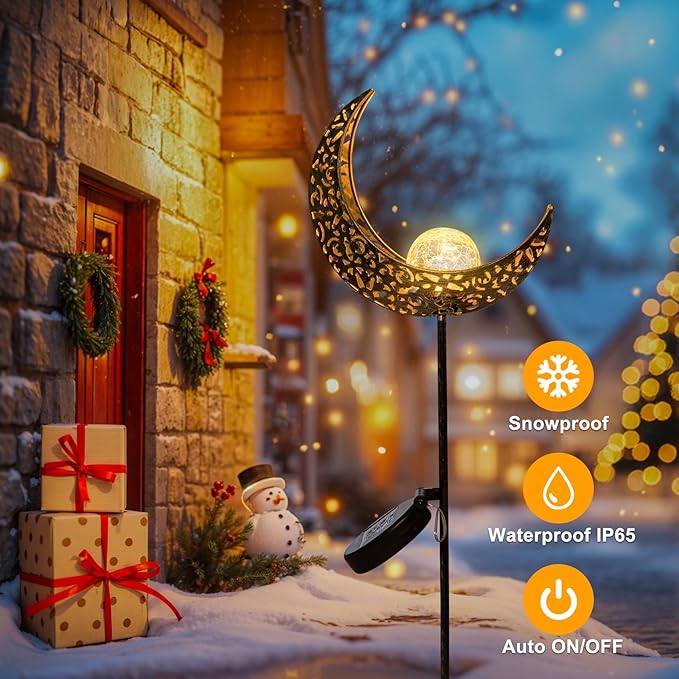 HOMEIMPRO Moon Solar Lights Outdoor Garden Decor Gifts for Women,Waterproof Stakes Yard Decorations for Lawn, Patio Accessories, Backyard Ornaments Birthday,Mothers Day Gifts Mom Grandma (Bronze)