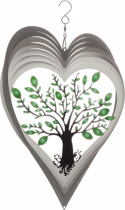 Heart Wind Spinners for Yard and Garden, Metal Ornaments for Garden Décor, Outdoor Wind Spinner, Heart Décor Gifts, Outdoor Garden Decoration, Heart Gifts for Women by ISEO (12 inch)