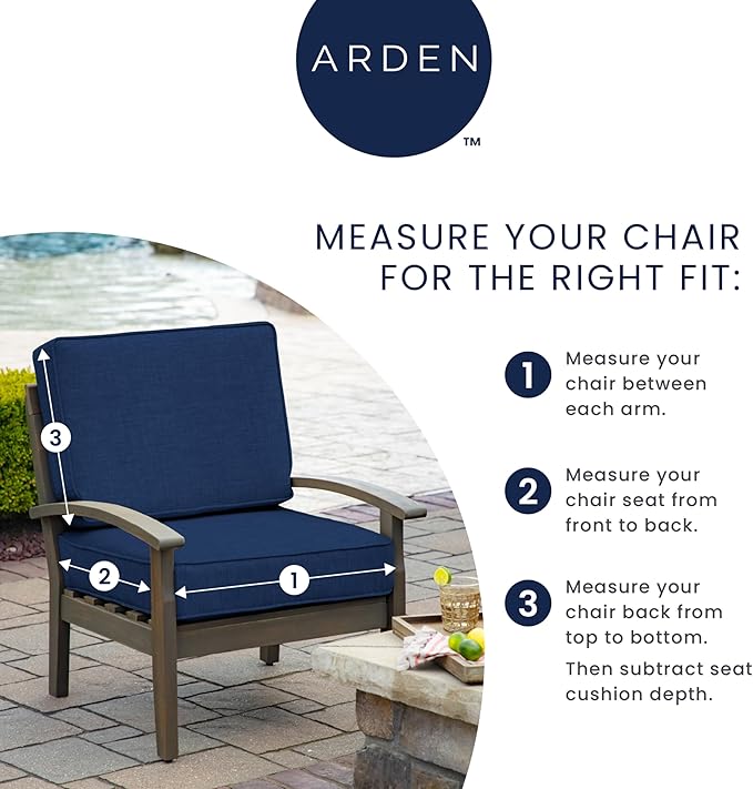 Arden Indoor/Outdoor Seat or Rocking Chair Cushion, 19 x 18, Water Repellent, Rain Proof, Fade Resistant Cushion for Rocking or Dining Chairs Sapphire Blue Cabana Stripe