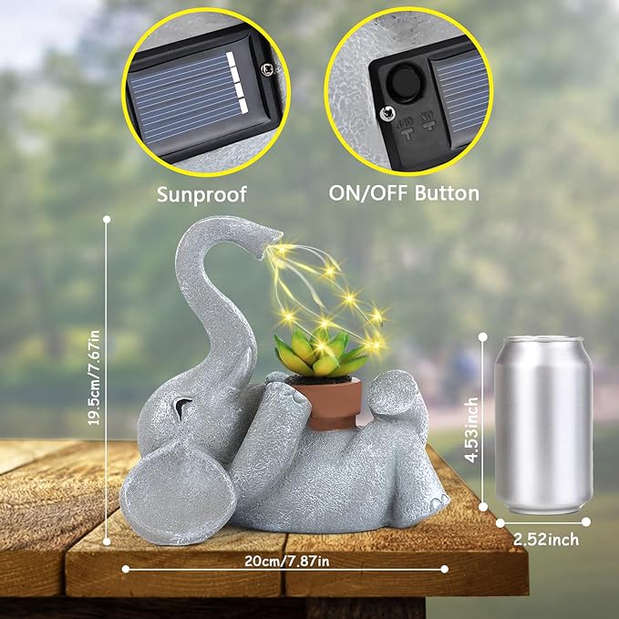 Elephant Statue for Garden Decor with LED Solar Lights,Elephant Gifts for Women,Outdoor Statue Decorations,Garden Statues,Funny Patio and Outdoor Yard Decoration