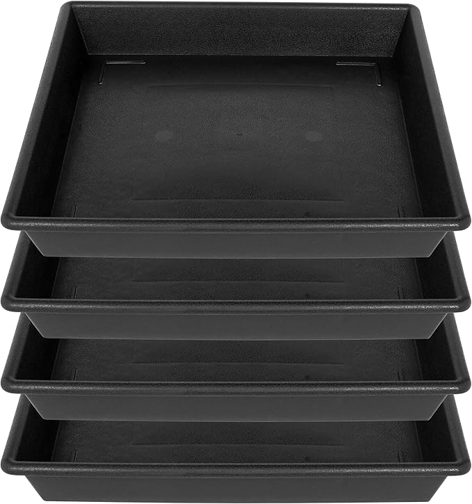 Square Plant Saucer 16 Inch 4 Pack, Plant Stand Plant Trays for Pots Heavy Duty Plastic Plant Saucers for Indoors Outdoors, Flower Pot No Holes Terracotta Plant Lover Gardening Gifts