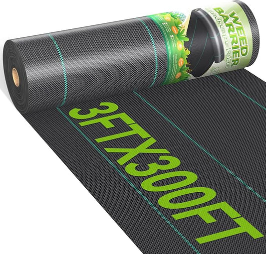 3ftx300ft Weed Barrier Landscape 3.2oz Fabric Heavy Duty, Woven Weed Control Cloth, Woven Geotextile Fabric for Underlayment, Gardening Ground, Commercial Driveway Weed Block Cover Mat