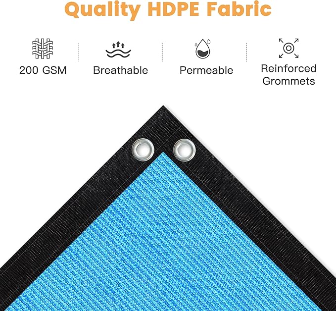 VICLLAX Shade Fabric Sun Shade Cloth with Every 2 FT Grommets for Patio Garden Pergola Cover Canopy 5x22 FT, Mixed Turquoise