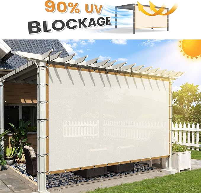 VICLLAX Shade Fabric Sun Shade Cloth with Every 2 FT Grommets for Patio Garden Pergola Cover Canopy 15x20 FT, Cream