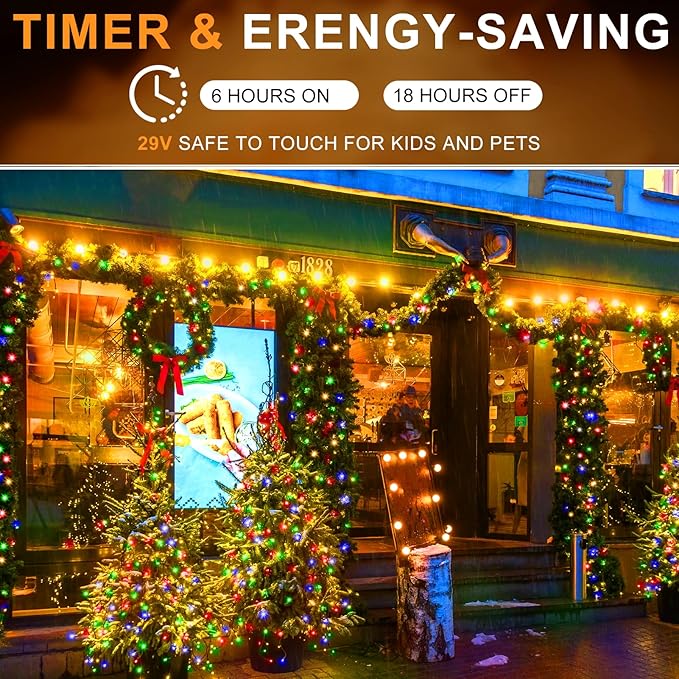 KNONEW 403FT 1000 LED Christmas Lights Outdoor String Lights 8 Modes & Timer Fairy Light Plug in Waterproof LED String Lights for Xmas Yard Tree Wedding Party Holiday Decorations (Multicolor)
