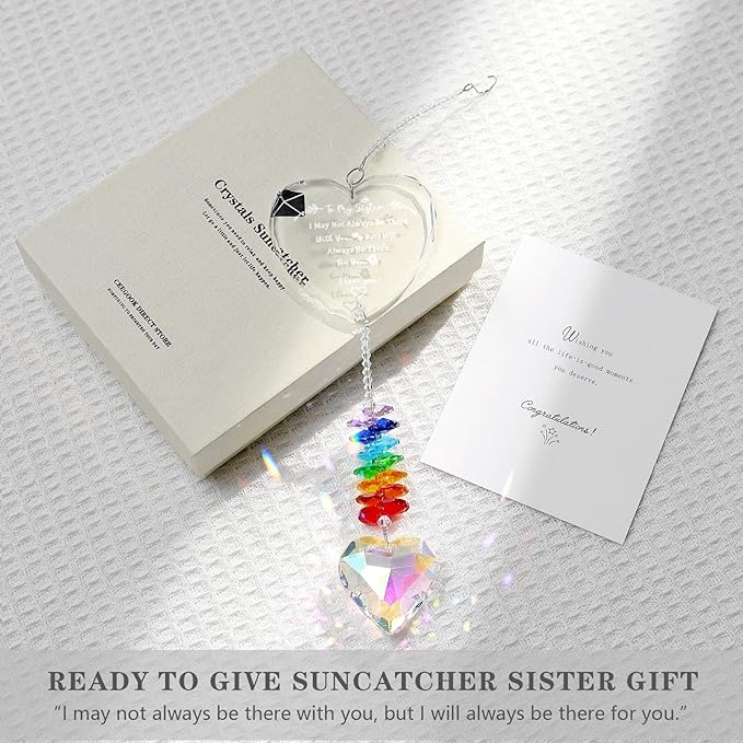 Sister Gifts, Sister Birthday Gifts, Crystal Suncatcher Gifts for Sister, Sisters Gifts from Sister, Unique Gifts for Sister, Window Hangings Home Decoration