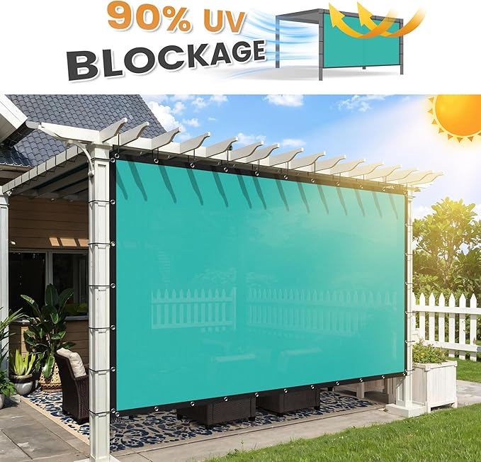 VICLLAX Shade Fabric Sun Shade Cloth with Every 2 FT Grommets for Patio Garden Pergola Cover Canopy 12x19 FT, Turquoise