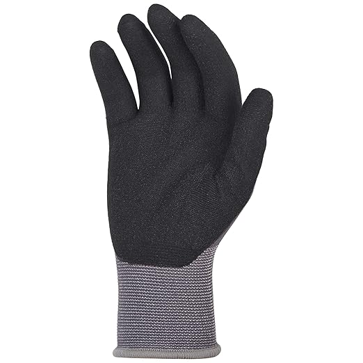 Amazon Basics Micro-Foam Nitrile Coated Work Gloves, Nylon Liner Fiber, Touch Screen, Grey, Size 6/XS, 12-Pair