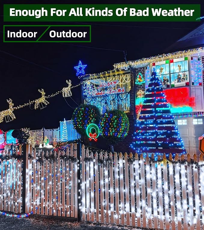 1500 LED Chrstmas String Lights, 492FT Super Long Christmas Lights with 8 Modes, Christmas Tree Lights with Timer Memory for Indoor Outdoor Tree Fence Garden Xmas Wedding Party Decor Cool White