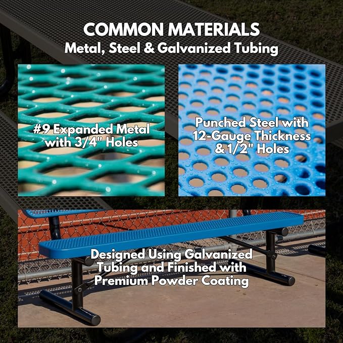 Coated Outdoor Furniture Heavy-Duty Outdoor Bench Thermoplastic Coated, Expanded Metal, Commercial-Grade Seating, Made in America (Surface with Back, 8 Ft, Tan)