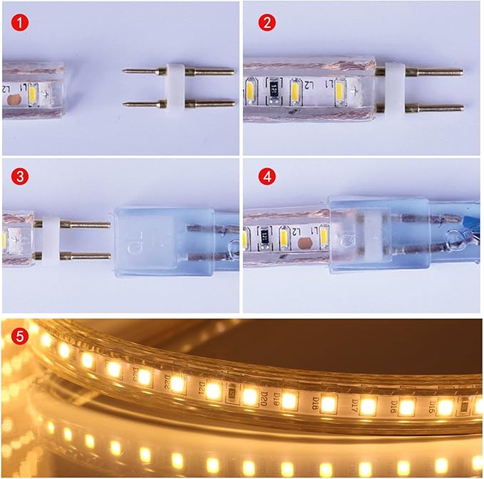 5050-60 Type AC 110-120V LED Strip Lights, Flexible/Waterproof/Dimmable/Multi-Modes LED Rope Light + 23 Keys Remote for Home/Garden/Building Decoration (65.6ft/20m, Natural White 4000K)