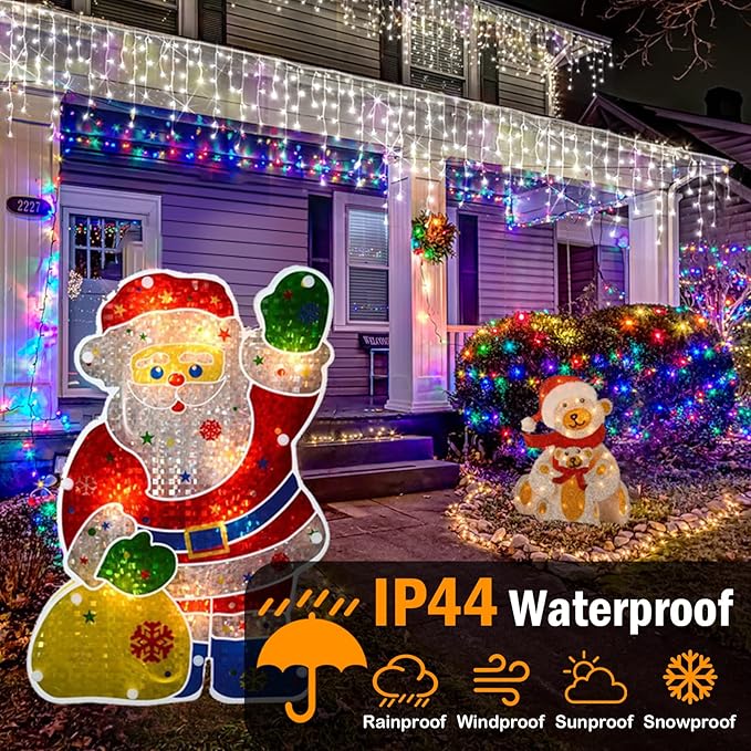 Hezbjiti Christmas Lights Decorations Outdoor, 1600LED 164FT Ice Fairy Lights 8 Modes 320 Drops Fairy String Lights for Christmas Decor Eaves Party Yard Garden