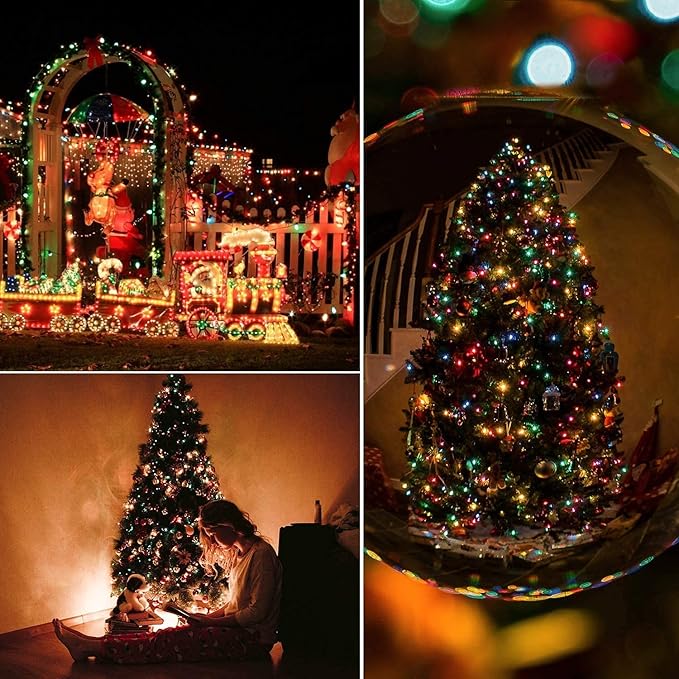C9 Bulb String Lights Outdoor 50 Feet Multicolored Christmas Lights Green Wire for Outdoor Patio Room Christmas Tree Party Backyard Decoration, E17 Base, 50 +2 Bulbs