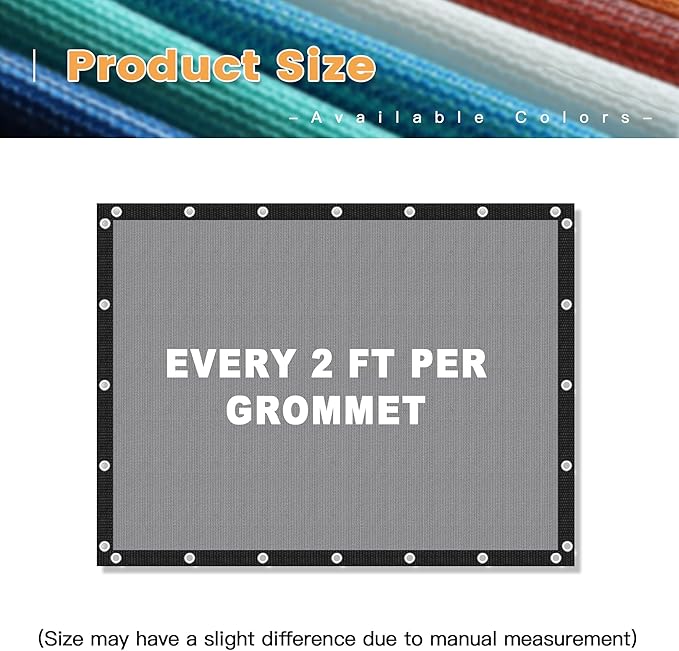 VICLLAX Shade Fabric Sun Shade Cloth with Every 2 FT Grommets for Patio Garden Pergola Cover Canopy 15x21 FT, Light Grey