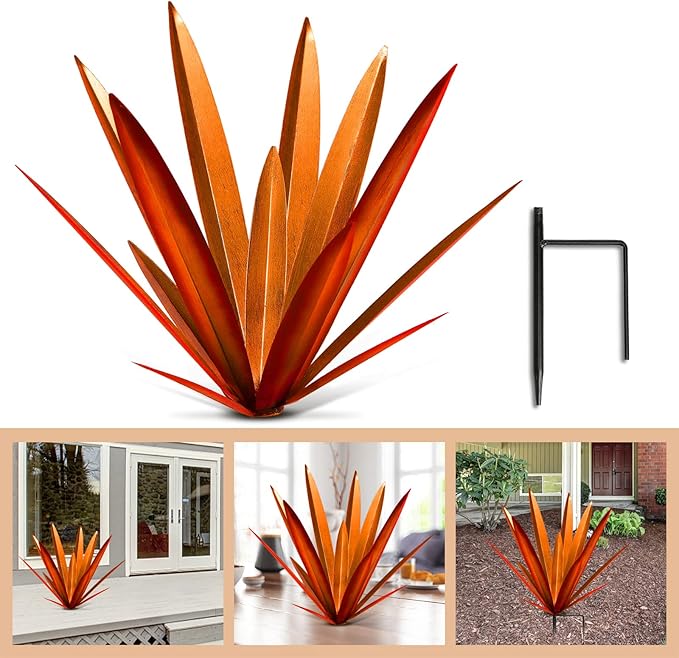 Homight Metal Tequila Country Sculpture DIY Tequila Plant Home Decor Country Tequila Garden Ornament Indooutdoor Statuette Patio Lawn Patio Stake Decoration Gift to The Garden