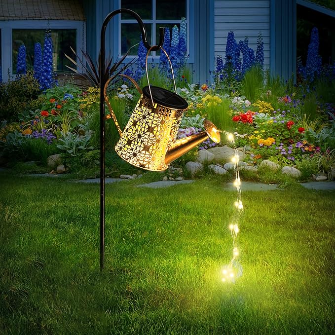 Otdair Solar Watering Can with Lights, Outdoor Garden Decor Waterproof Solar Garden Lights for Outdoor Pathway Yard Lawn Patio Party Decorations Gifts for Mom Grandma Birthday