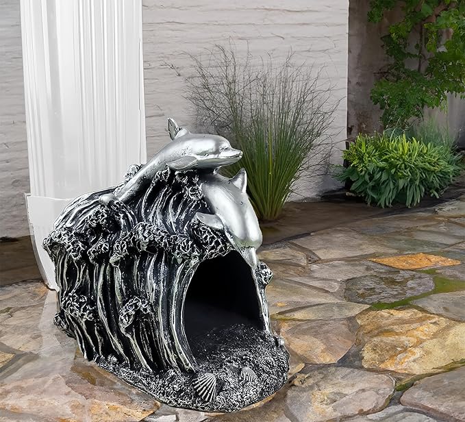 Dolphin Statue 3" x 4" Gutter Downspout Extension,Garden Outdoor Animal Decor Sculpture, Gutter Diverter Rain, Splash Block, Decorative Gutter Extender Diverter Ornament