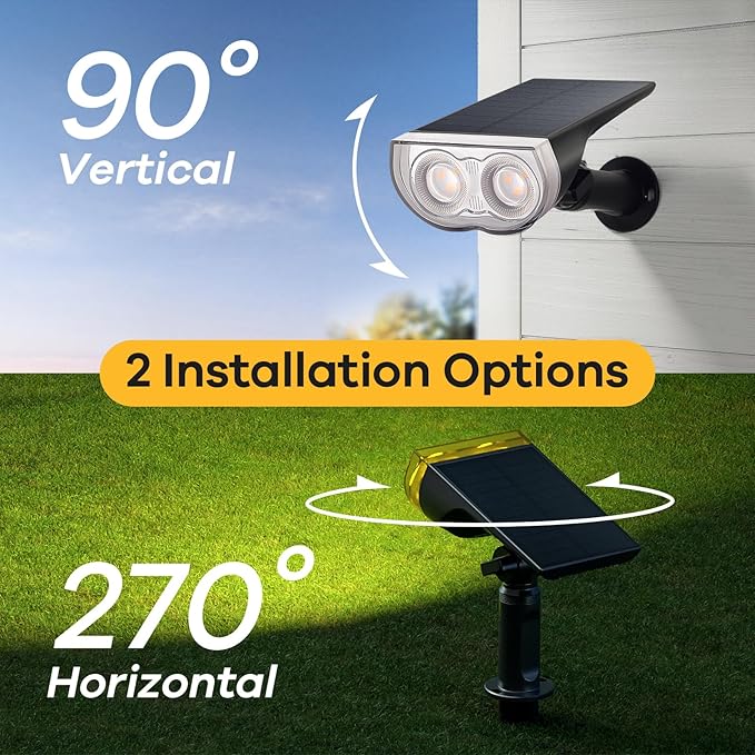 Consciot Solar Spotlights Outdoor, IP67 Waterproof 2-in-1 Solar Spot Lights, Durable Christmas Decorations Lights for Garden Yard Pathway Driveway Porch Walkway, Auto On/Off, 6 Pack(Warm White)