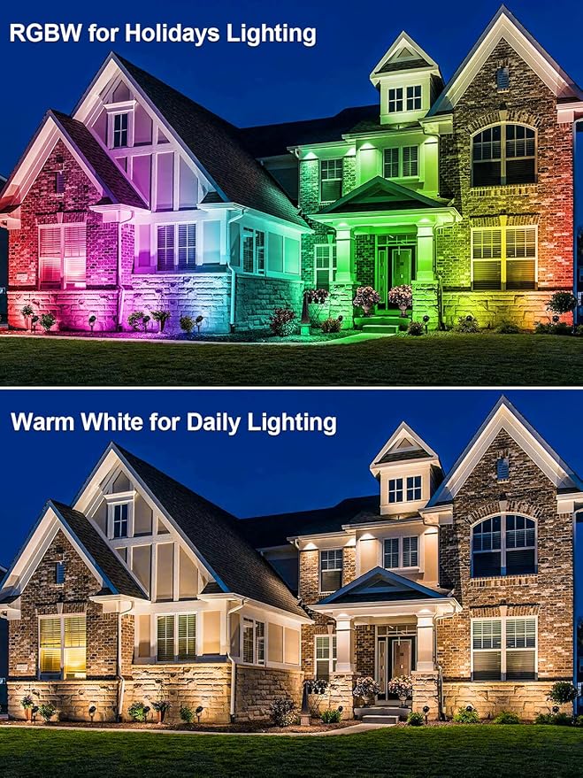 Halloween RGBW Outdoor Spotlights for Yard,10W Color Changing Landscape Lights with Remote Control 120V LED Landscape Lighting Waterproof Spotlight with Plug Tree Garden Path Decoration (1Pack)
