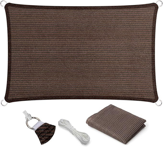Eden's Decor Straight Flat-Edged Sun Shade Sail Rectangular 9' x 16' Brown UV-Blocking Outdoor Canopy Fabric Cloth Awning for Pergola Patio Garden Backyard Custom Size