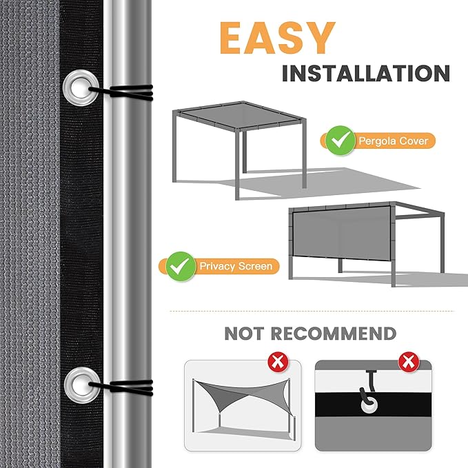 VICLLAX Shade Fabric Sun Shade Cloth with Every 2 FT Grommets for Patio Garden Pergola Cover Canopy 14x21 FT, Grey
