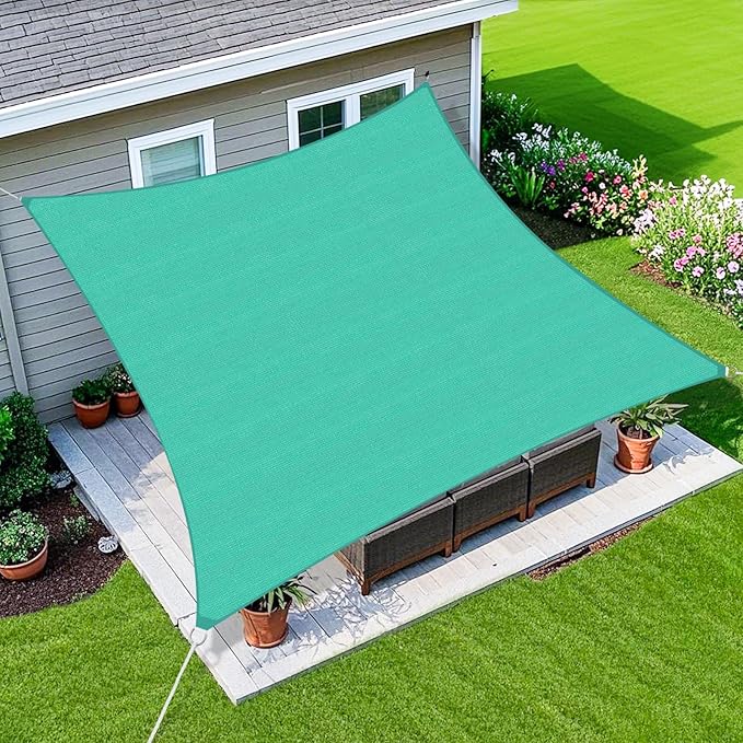 Amagenix Sun Shade Sail 8X24 Curved Edge Outdoor Shade Canopy Turquoise Breathable 95% UV Block Shade Cloth for Patio Garden Backyard (We Make Custom Size)