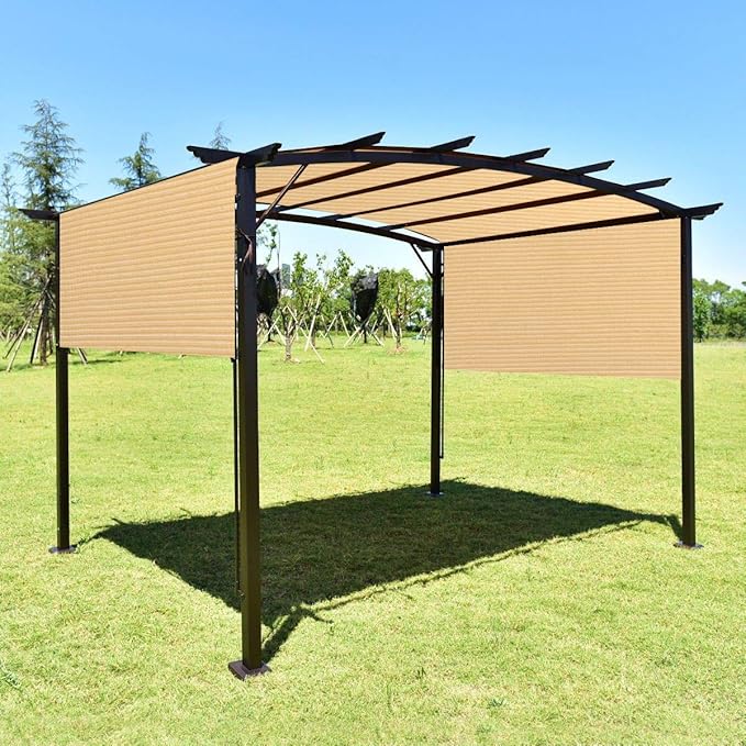 Eden's Decor Straight Flat-Edged Sun Shade Sail Rectangular 11' x 13' Beige UV-Blocking Outdoor Canopy Fabric Cloth Awning for Pergola Patio Garden Backyard Custom Size