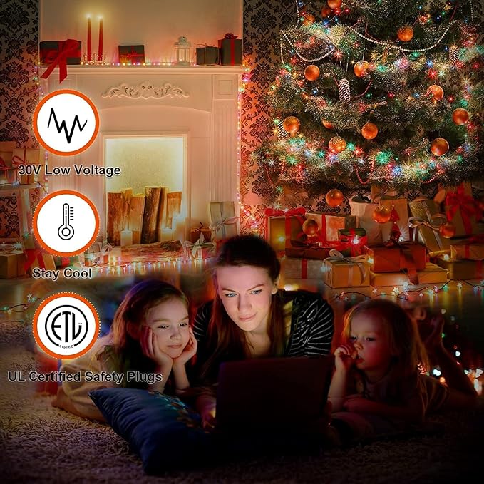 Christmas Decoration Lights, Outdoor Christmas String Lights 320 LED 11.5 Ft Waterfall Tree Lights with Big Star Topper 8 Light Modes for Christmas New Year Holiday Garden Yard Indoor Outdoor Decor
