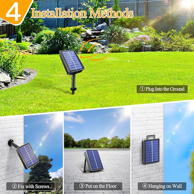 Ollny Solar String Lights Outdoor, 2 Pack Total 198FT 600LED Solar Fairy Lights, 8 Modes IP67 Waterproof for Outside Yard Garden Patio Xmas Party, Cool White