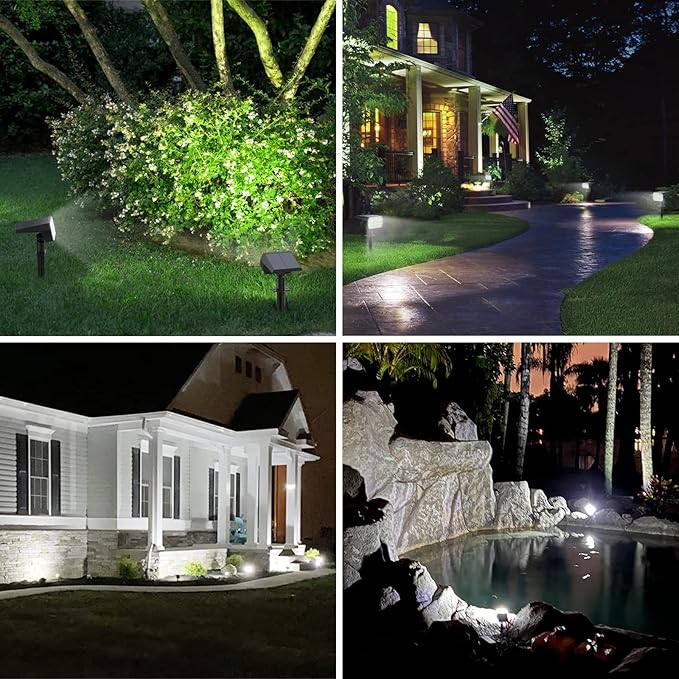 WELALO Solar Spot Lights Outdoor, [10 Pack/52 LED/3 Modes] 2-in-1 Solar Landscape Spotlights, Solar Powered Security Lights, Waterproof Wall Lights for Walkway Yard Garden Driveway(Cool White)