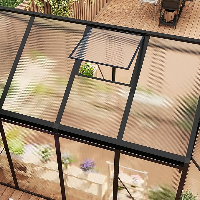 6 x 8 FT Greenhouse, Greenhouses for Outside, Polycarbonate Greenhouse with Aluminum Frame, Lockable Door and Ajustable Roof Vent for Backyard, Green Houses for Outside Garden Backyard, Patio