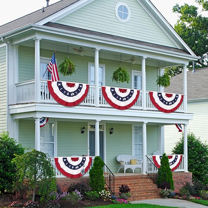 GoosWexmzl 3x6Ft American Pleated Fan Flag,USA Patriotic Half Fan Bunting Flag,Decoration Flags (Set of 6)