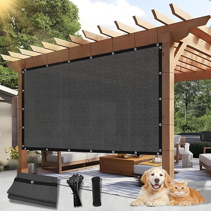 Outdoor 90% Sun Shade Cloth with Grommets, 5 X 11 FT Pergola Shade Cover for Garden Patio Carport Kennel Swimming Pool, Dark Grey (We Make Custom Size)