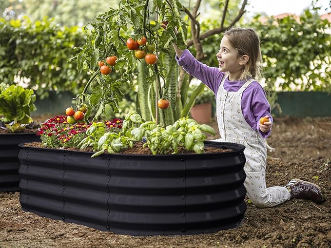 Galvanized Raised Garden Beds Outdoor // 4×2×1 ft (2-Pack) Planter Raised Beds for Gardening, Vegetables, Flowers // Large Metal Garden Box // Patented Tool-Free Design (Black)
