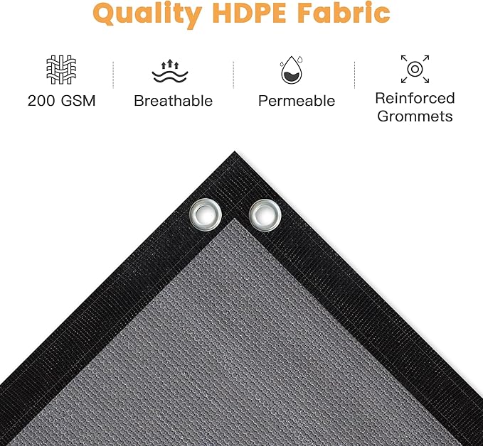 VICLLAX Shade Fabric Sun Shade Cloth with Every 2 FT Grommets for Patio Garden Pergola Cover Canopy 24x24 FT, Grey