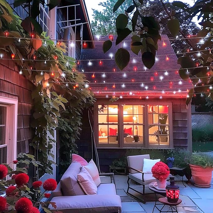 JMEXSUSS 400 LED Red and White String Lights Outdoor, 8 Modes Christmas String Lights Outdoor,132ft LED Lights Plug in for Christmas Tree Party Decorations