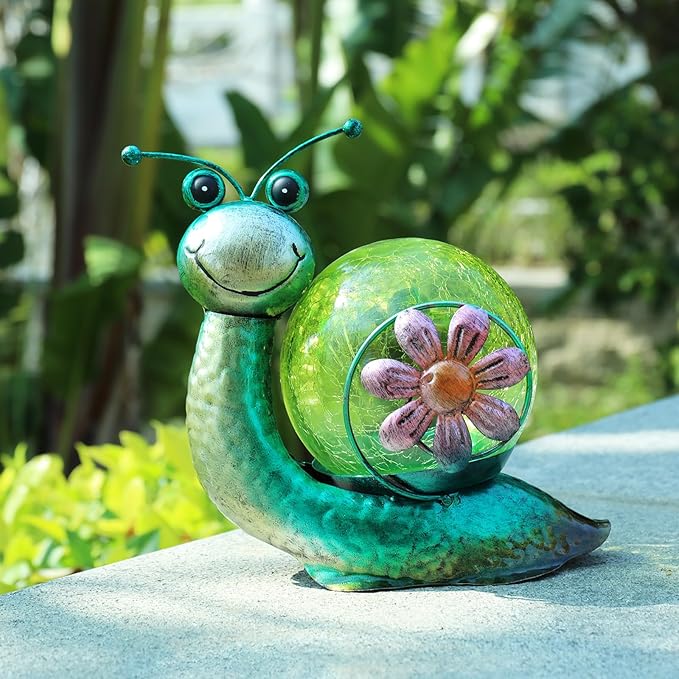 MUMTOP Solar Lantern Outdoor Waterproof LED Solar Lights Snail Decorative Tabletop Lanterns for Patio Garden Table Decor