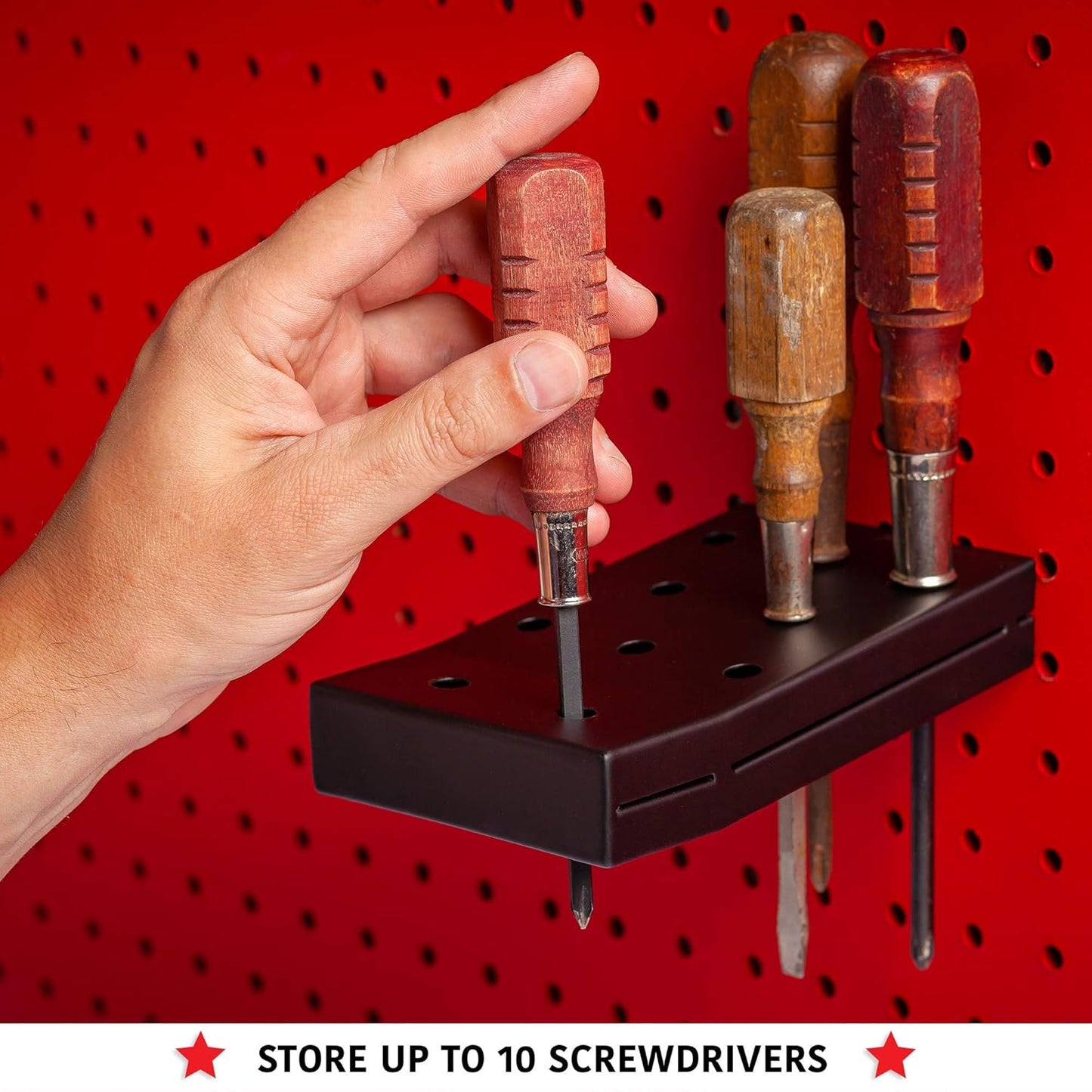 Heavy Duty Black Pegboard Accessories - Screwdriver and Wrench Holder Set for Organizing Tools