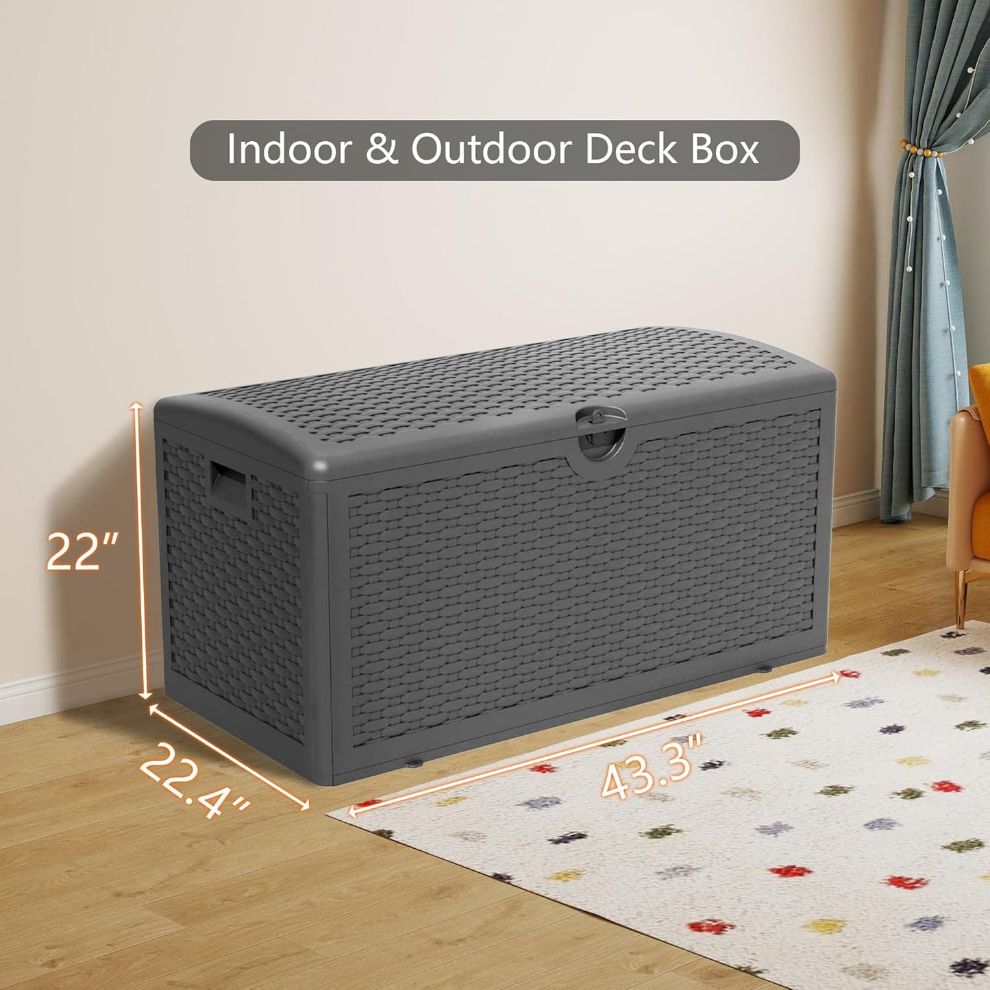 Upgrade 80 Gallon Waterproof Large Resin Deck Box Indoor/Outdoor Lockable Storage Container and Seating for Garden, Pool, and Patio (80 Pro Gallon, Black)