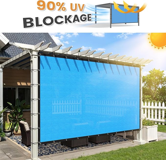 VICLLAX Shade Fabric Sun Shade Cloth with Every 2 FT Grommets for Patio Garden Pergola Cover Canopy 7x11 FT, Mixed Turquoise