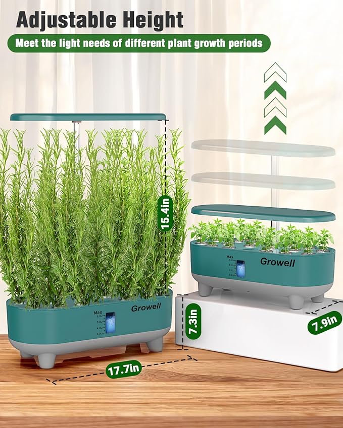Hydroponics Growing System Kit, 16 Pods Indoor Garden with 28W Full Spectrum LED Grow Light, Auto Timer, 3 Smart Light Modes, 8L Large Herb Garden, Ideal Gardening Gift for Women, Men (Green)