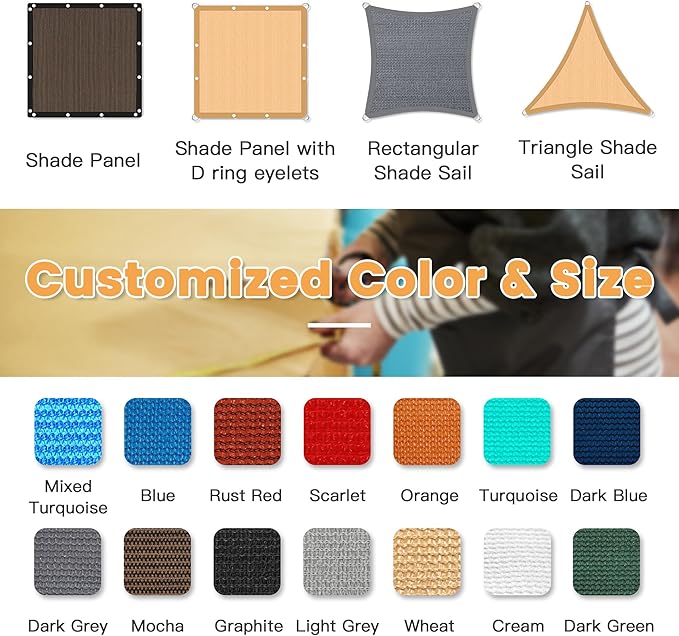VICLLAX Shade Fabric Sun Shade Cloth with Every 2 FT Grommets for Patio Garden Pergola Cover Canopy 5x22 FT, Dark Blue