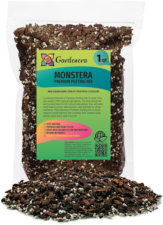 Premium Monstera Potting Soil - Quick Drain Potting Soil for Growing and Repotting Monstera Deliciosa/Swiss Cheese Plant - 1 Quart Bag