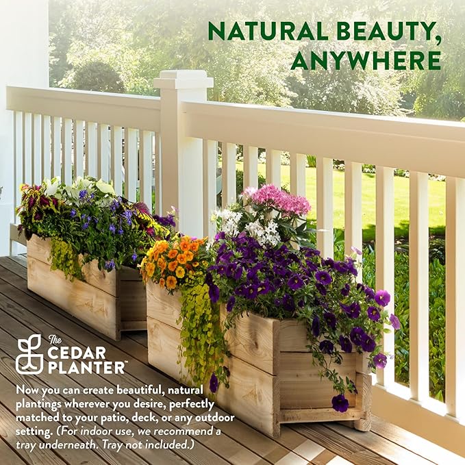 Greenes Fence Cedar Wood Planter Box with Rail Mount Brackets, 46" x 11" x 7" - Made in USA with North American Cedar