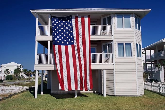 Homissor American Flag 12x18 Ft Large US Flags- Giant United State Flag Heavy Duty Outdoor Embroidered Stars for All Weather High Wind Sewn Stripes With Brass Grommets