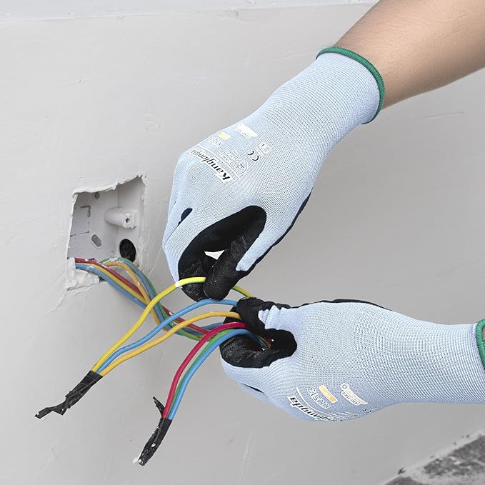 Kebada Foam Nitrile Coated Work Gloves, 3 Pairs Nylon Gloves with Grip, Ideal for Package Handling, Warehouse, Mechanic and Light Duty Construction, Small