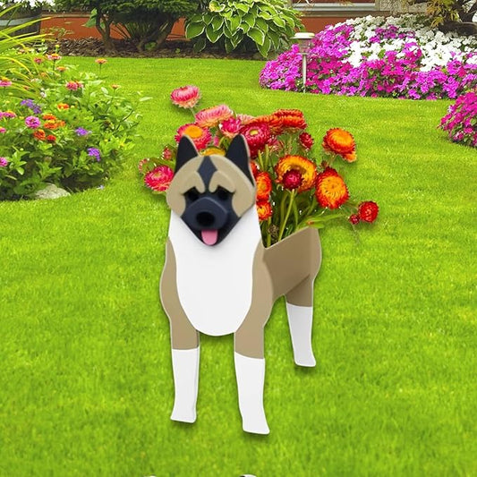 American Akita Dog Planter Plant Pots,Cute Garden Dog Flower Planter,Dog Planters Birthday Gifts for Women,Office,Indoor/Outdoor Decor（9.45 * 6.1 * 13.39in）