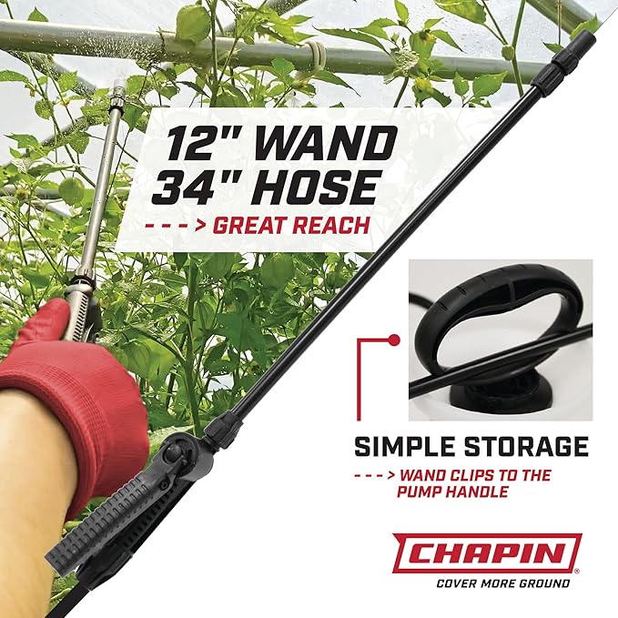 Chapin 20004 Made in USA 1 -Gallon Lawn and Garden Pump Pressured Sprayer, for Spraying Plants, Garden Watering, Weeds and Pests