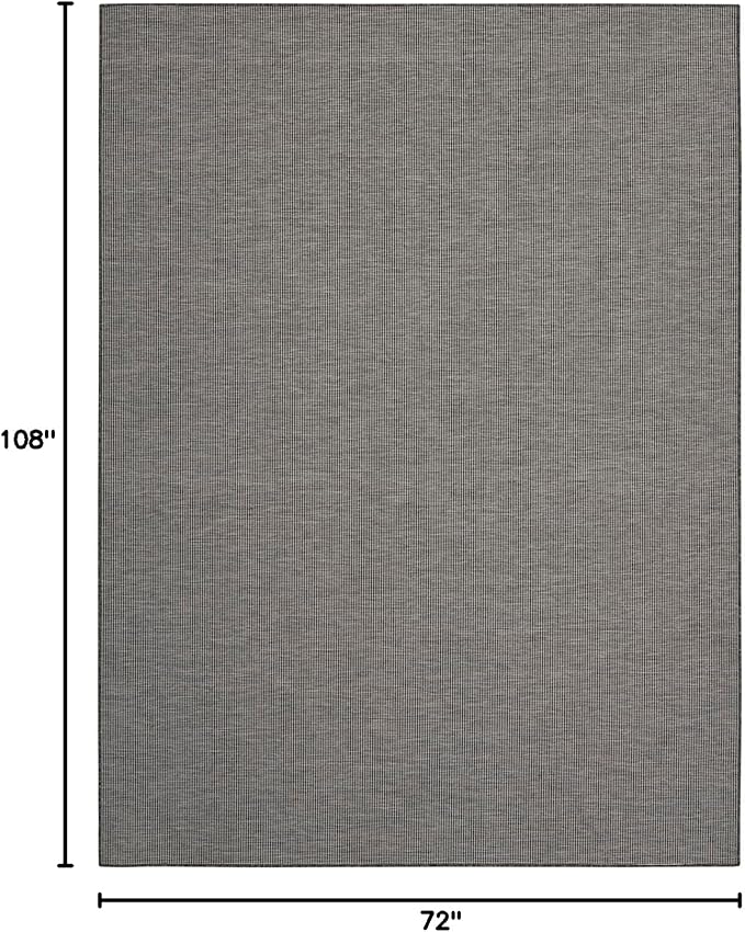 Nourison Positano Indoor-Outdoor Charcoal 6' x 9' Area Rug, Easy Cleaning, Non Shedding, Bed Room, Living Room, Dining Room, Backyard, Deck, Patio (6x9)